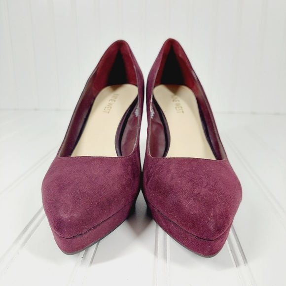 Nine West Leighton Red Wine Suede Slip On Wedge Pumps B81 - Picture 3 of 11
